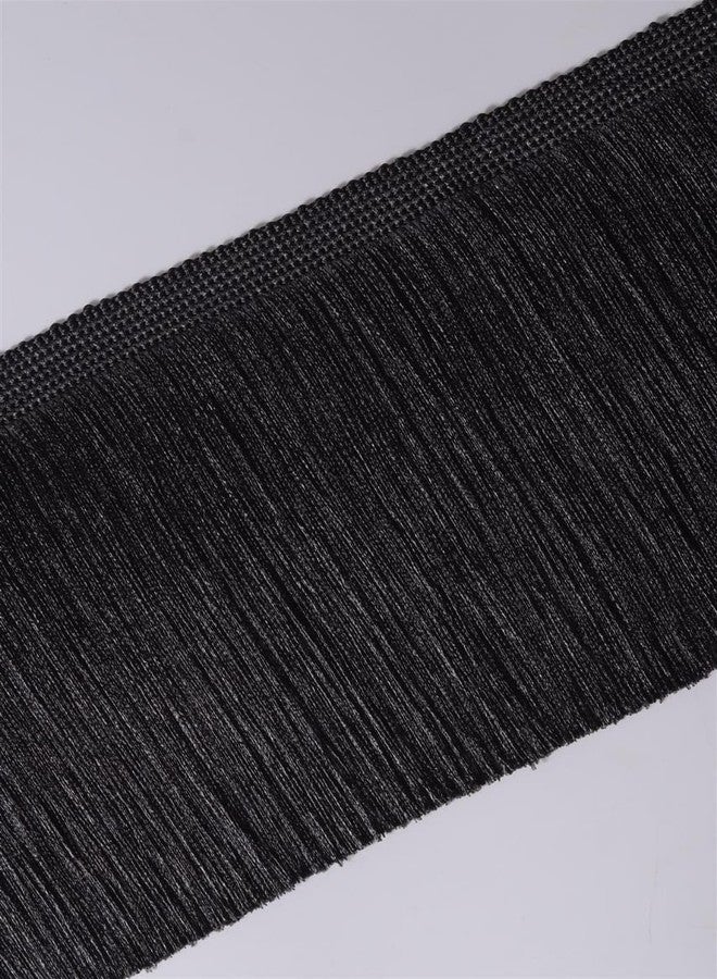 Anida Fringe Trim Lace Polyerter Fibre Tassel 6Inch Wide 9 Meter Packing Long for Clothes Accessories Latin Wedding Dress DIY Lamp Shade Decoration (Black) - Image 1